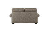 Side angle of Franklin Brown sofa and loveseat