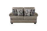 Close-up detail of Franklin Brown faux leather sofa arm