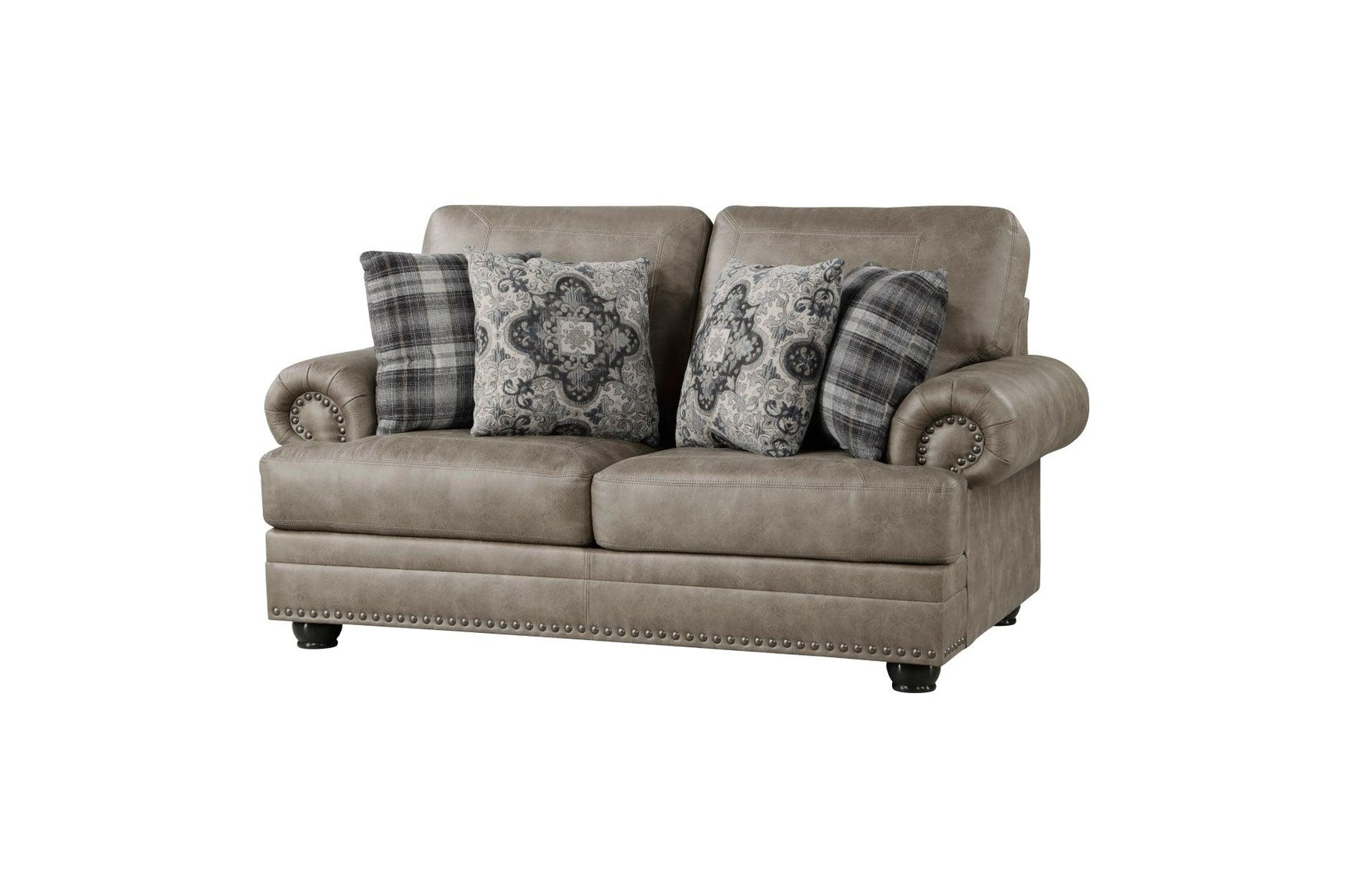 Full main view of Franklin Brown sofa and loveseat set