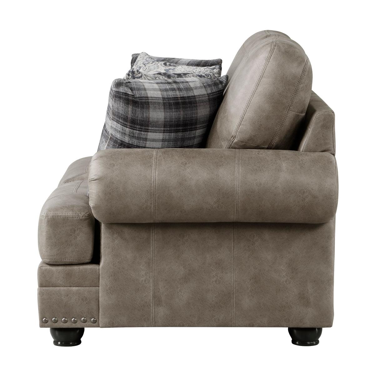 Close-up of loveseat tufted upholstery detail