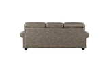 Side view of Franklin Brown loveseat showing upholstery texture