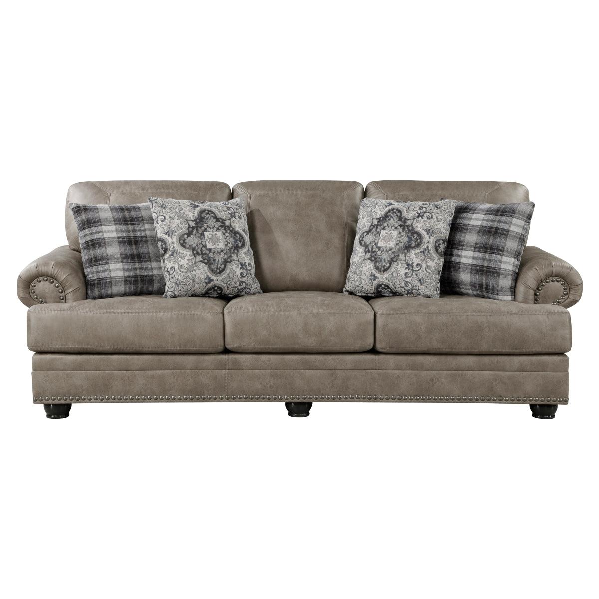 Franklin Gray Sofa front view upholstered in gray microfiber
