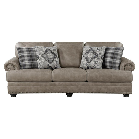 Franklin Gray Sofa front view upholstered in gray microfiber