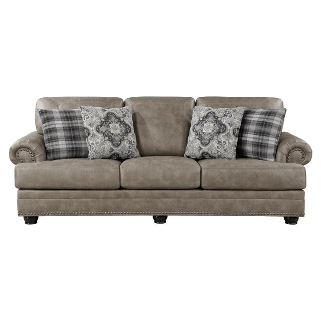 Franklin Gray Sofa front view upholstered in gray microfiber