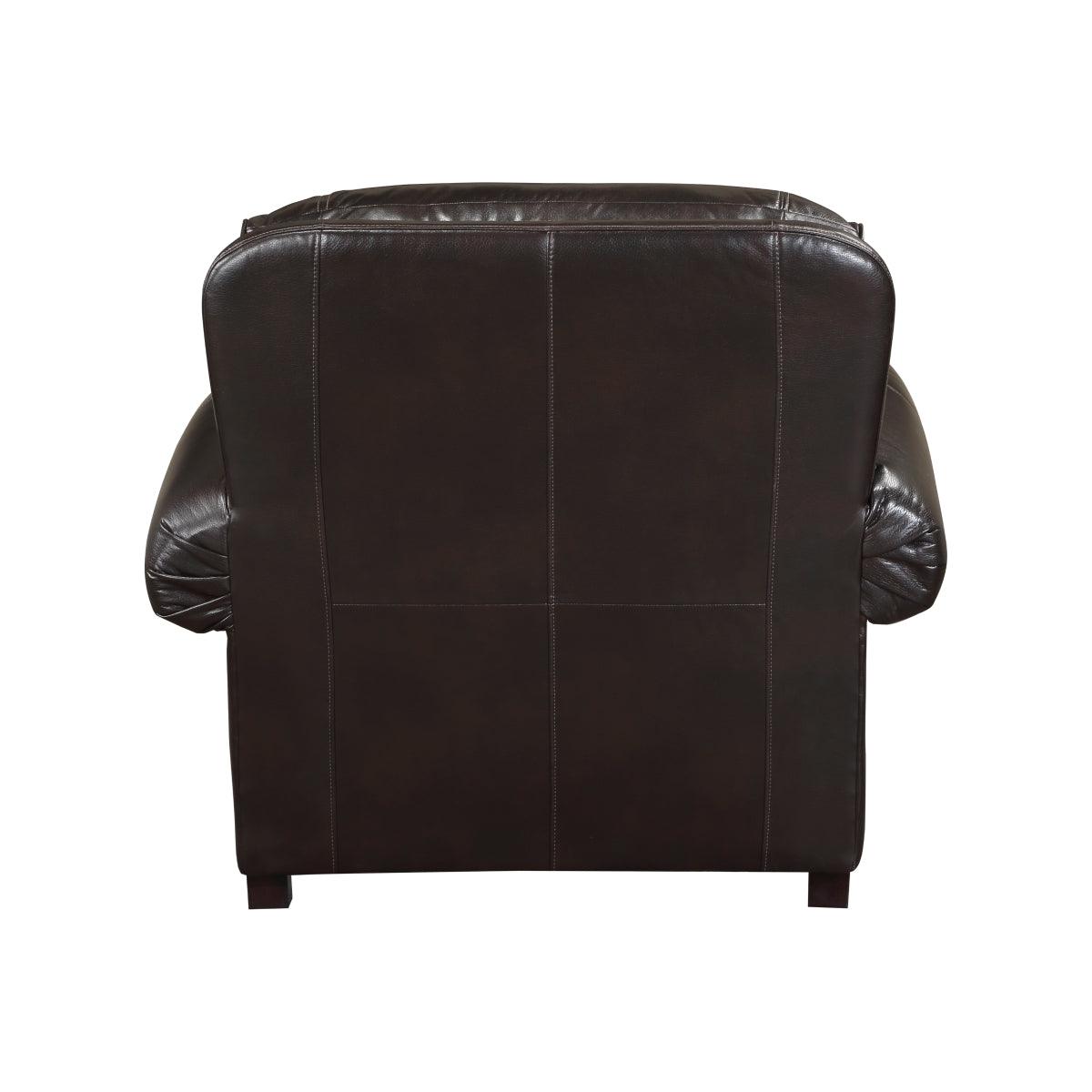 Milford Brown chair detailed view of nailhead trim and arm design