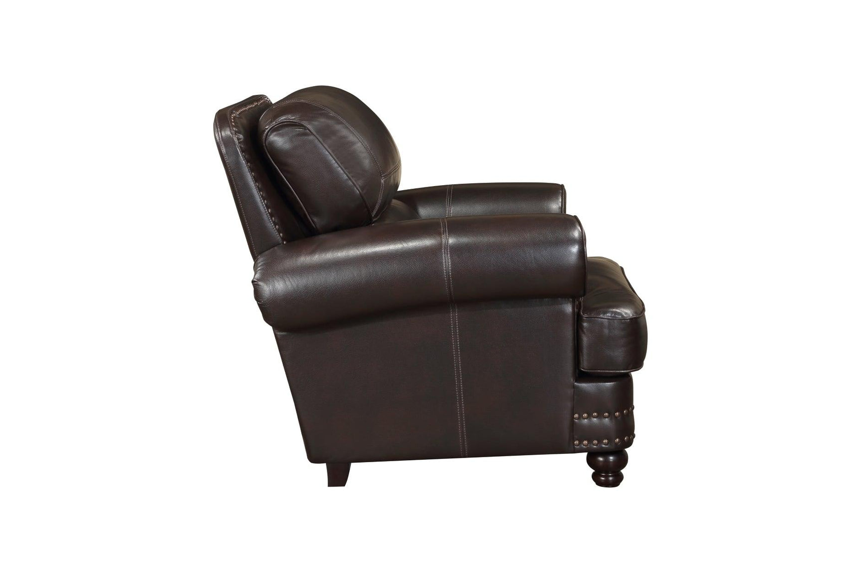 Side profile of sofa showing upholstery