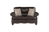 Detailed stitching on Milford brown faux leather sofa