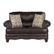 Milford Brown Faux Leather Loveseat front view