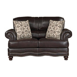 Milford Brown Faux Leather Loveseat front view