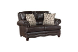 Milford brown faux leather sofa angle view