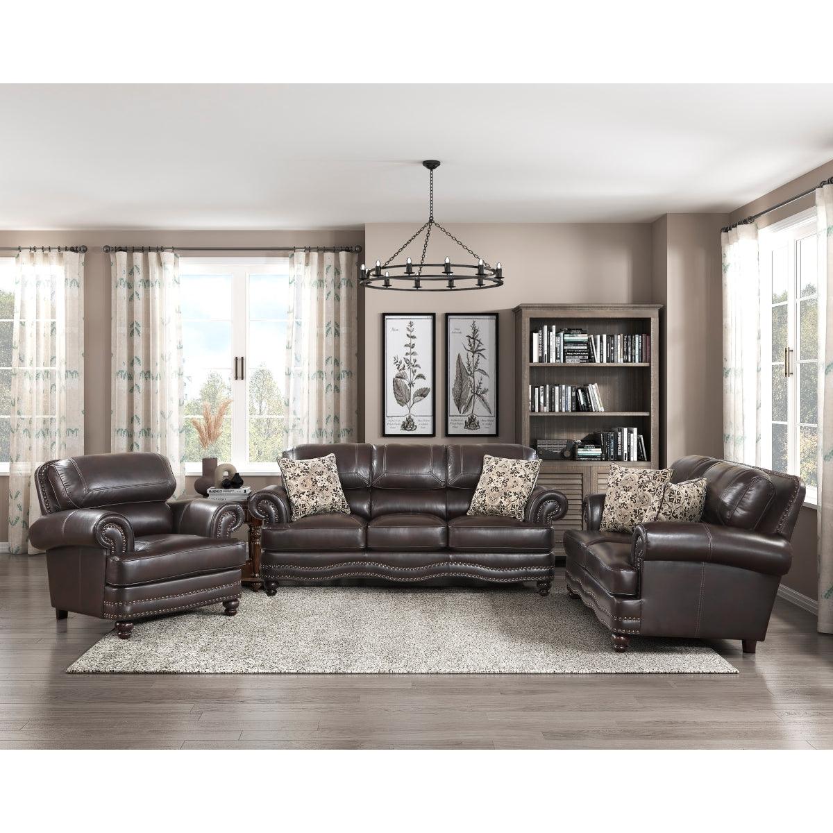 Milford Brown Loveseat seating detail