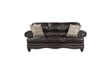 Close-up detail of Milford brown faux leather upholstery