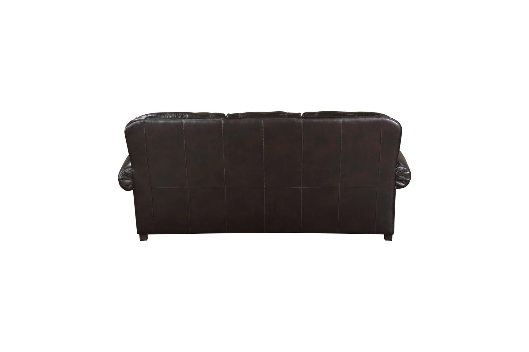 Milford brown faux leather loveseat side view
