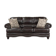 Milford Brown Faux Leather Sofa front view