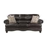 Milford Brown Faux Leather Sofa front view