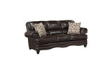 Milford brown faux leather loveseat front view
