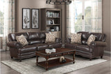 Milford brown faux leather sofa front view