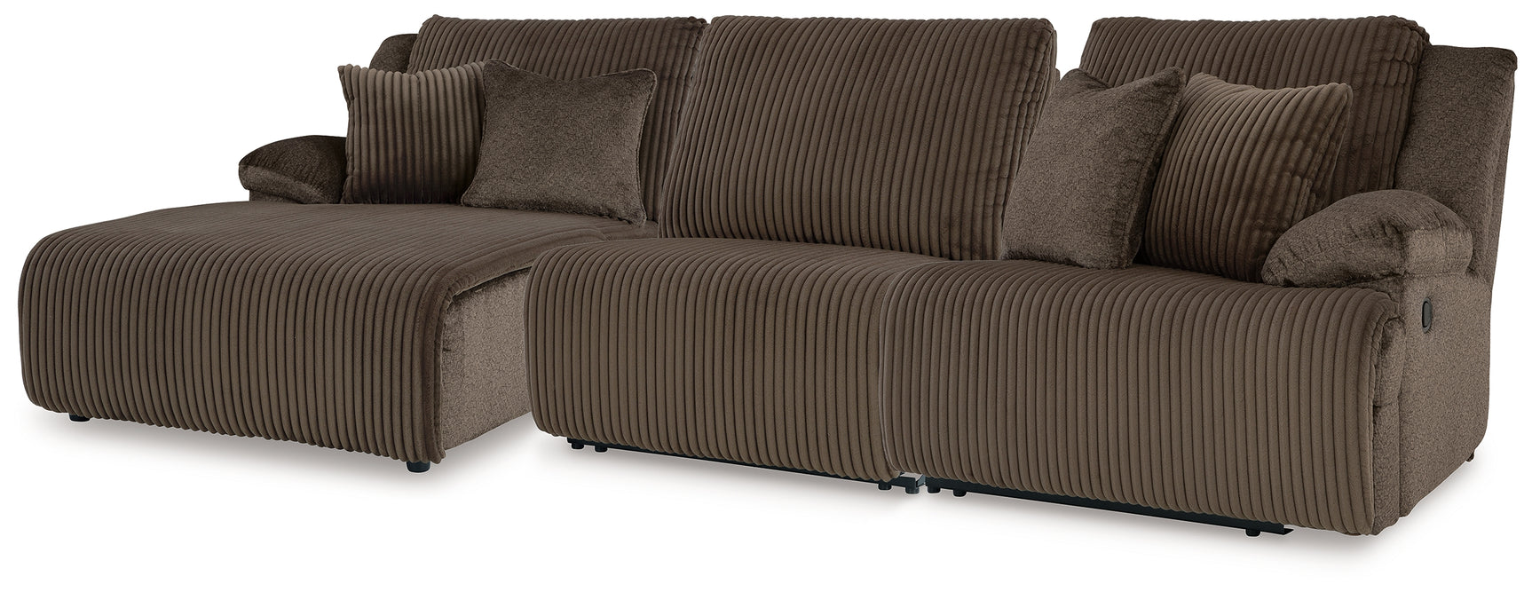 detail view of Top Tier Chocolate Velvet 3-Piece Sofa Chaise Sectional sectional sofa
