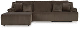 Close detail view of Top Tier Chocolate 3-Piece Sectional Sofa Chaise chaise corner