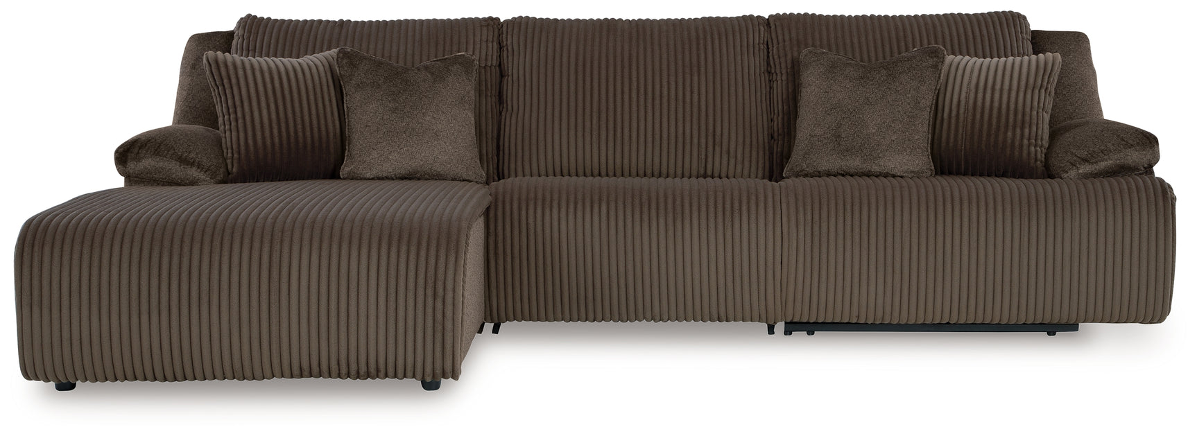Close detail view of Top Tier Chocolate 3-Piece Sectional Sofa Chaise chaise corner