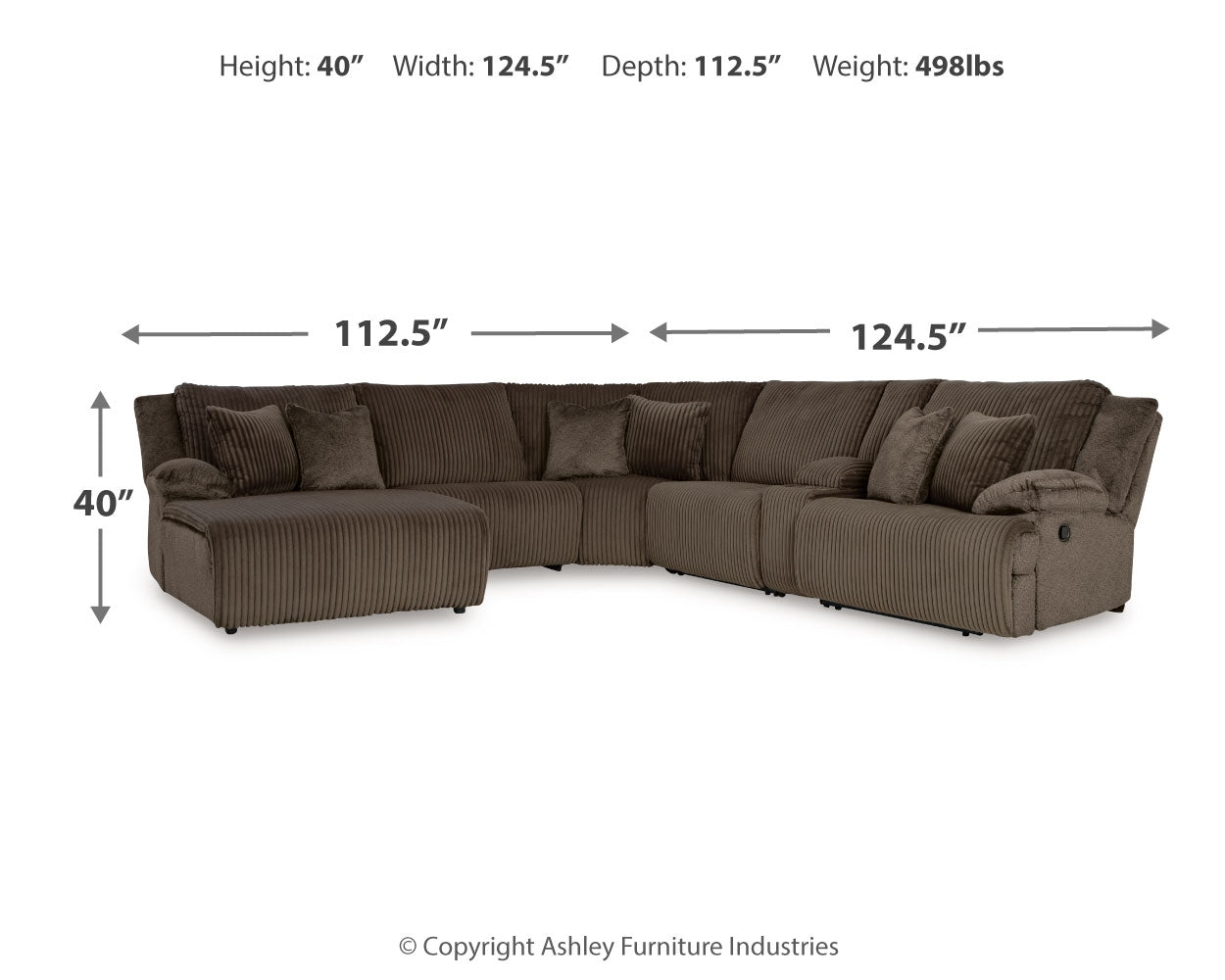 Top Chocolate 6-Piece Reclining Sectional Sofa