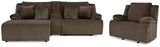 Top Chocolate Tier Reclining sofa and recliner in chocolate brown fabric