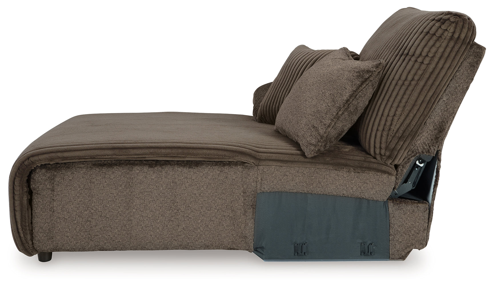 detail view of Top Tier Chocolate Velvet 3-Piece Sofa Chaise Sectional sectional sofa