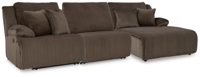 main view of Top Tier Chocolate Velvet 3-Piece Sofa Chaise Sectional sectional sofa