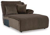 detail view of Top Tier Chocolate Velvet 3-Piece Sofa Chaise Sectional sectional sofa