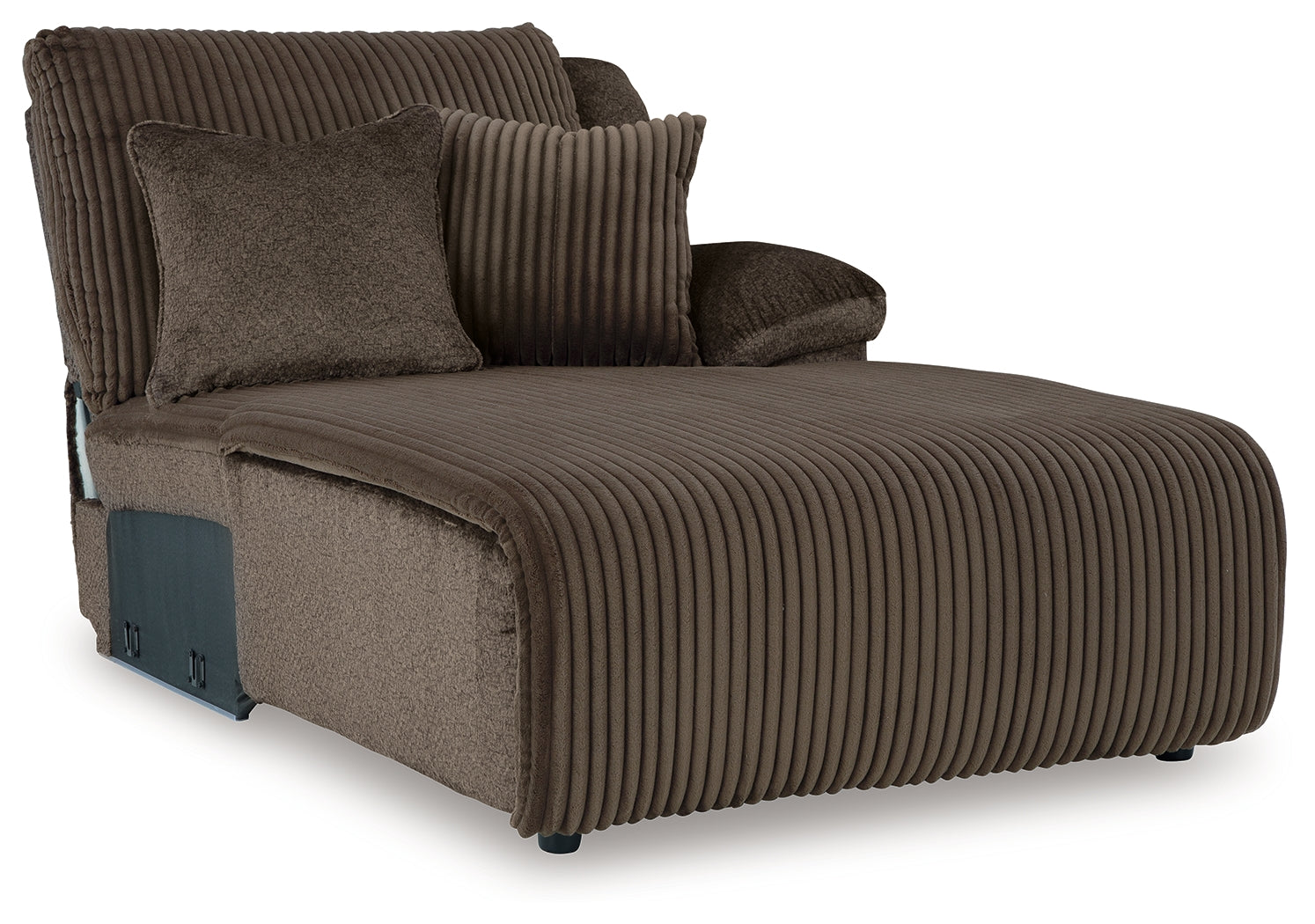 detail view of Top Tier Chocolate Velvet 3-Piece Sofa Chaise Sectional sectional sofa