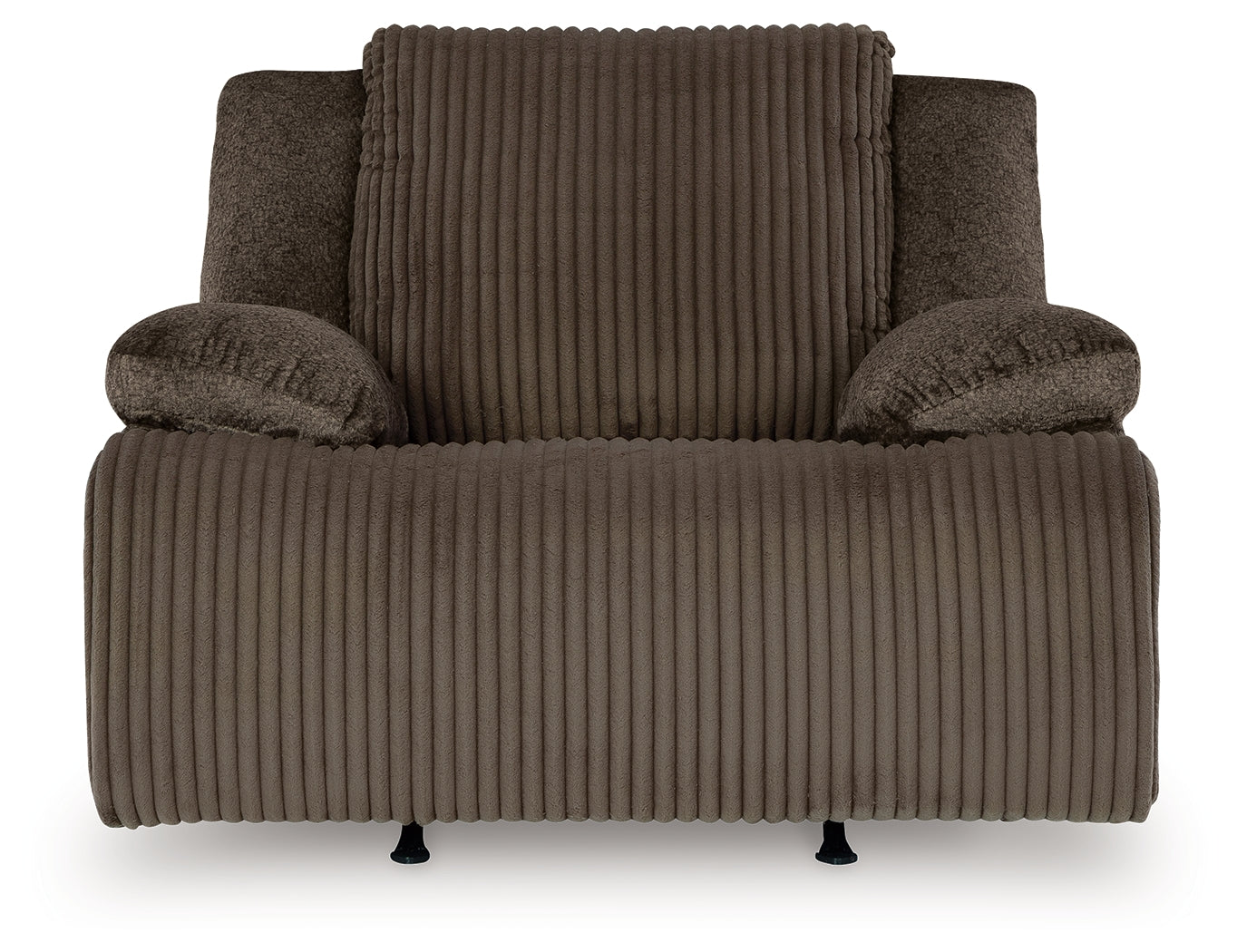 Front angle of Top Tier Chocolate Velvet Recliner chair