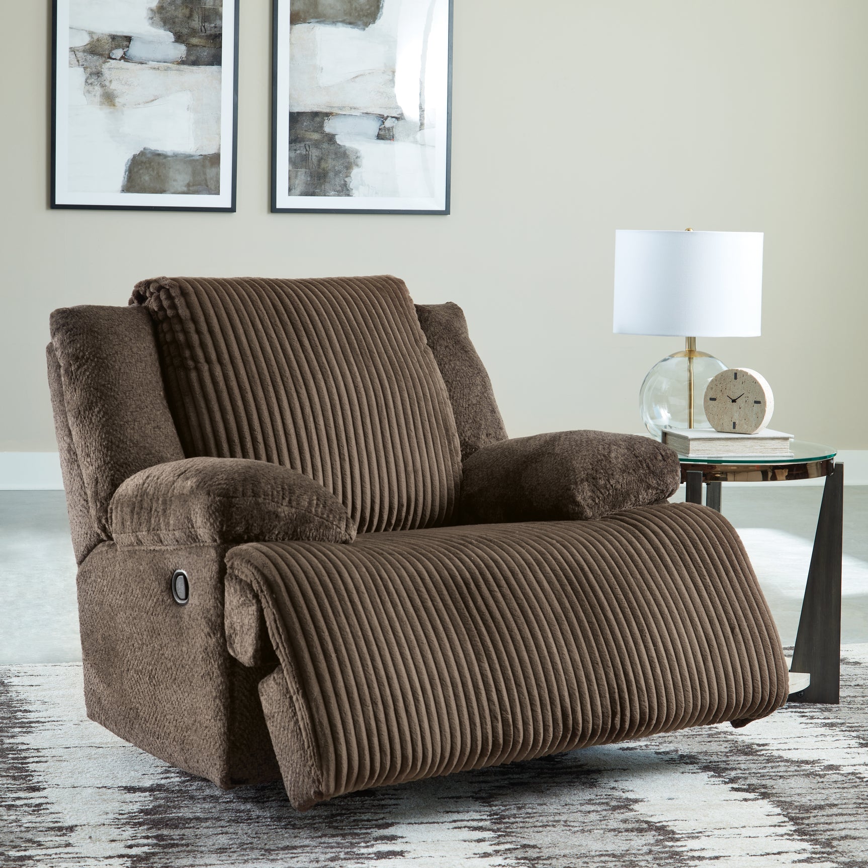 Top Chocolate Tier Reclining sofa and recliner in chocolate brown fabric