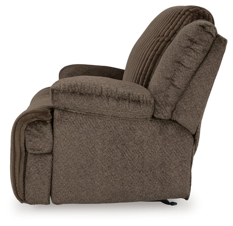 Top Chocolate Tier Reclining sofa and recliner in chocolate brown fabric
