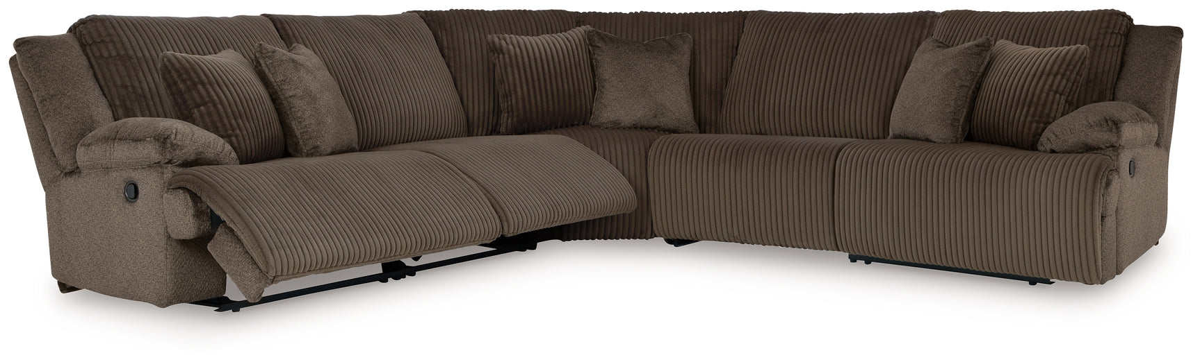 Top Tier Chocolate velvet reclining sectional angled view