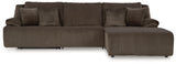 Side view of Top Tier Chocolate 3-Piece Sectional Sofa Chaise sectional sofa