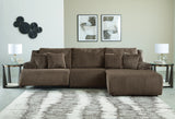 Detail view of Top Tier Chocolate 3-Piece Sectional Sofa Chaise upholstery