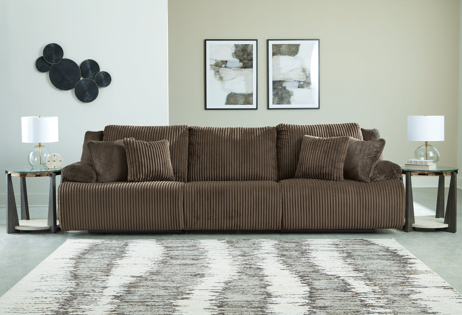 main view of Top Tier Chocolate 3-Piece Sectional Sofa sectional sofa