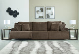 Detail view of upholstery on Top Tier Chocolate sectional sofa