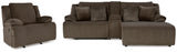 Top Chocolate Tier Sofa side angle showing corduroy cushions