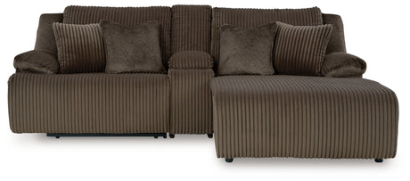 Recliner chair open position in chocolate fabric