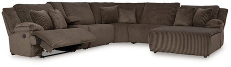 Spacious chocolate corduroy sectional sofa back view