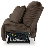 detail view of Top Tier Chocolate Velvet 3-Piece Sofa Chaise Sectional sectional sofa