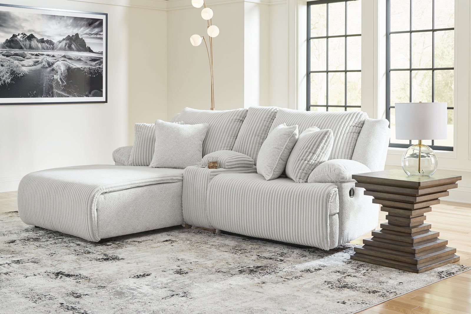 Top Tier Alloy Velvet 3-Piece Reclining Sectional Sofa with Chaise