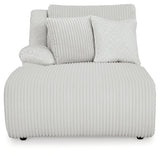 Top Tier Reclining Sectional, head-on side view showing chaise and recliners