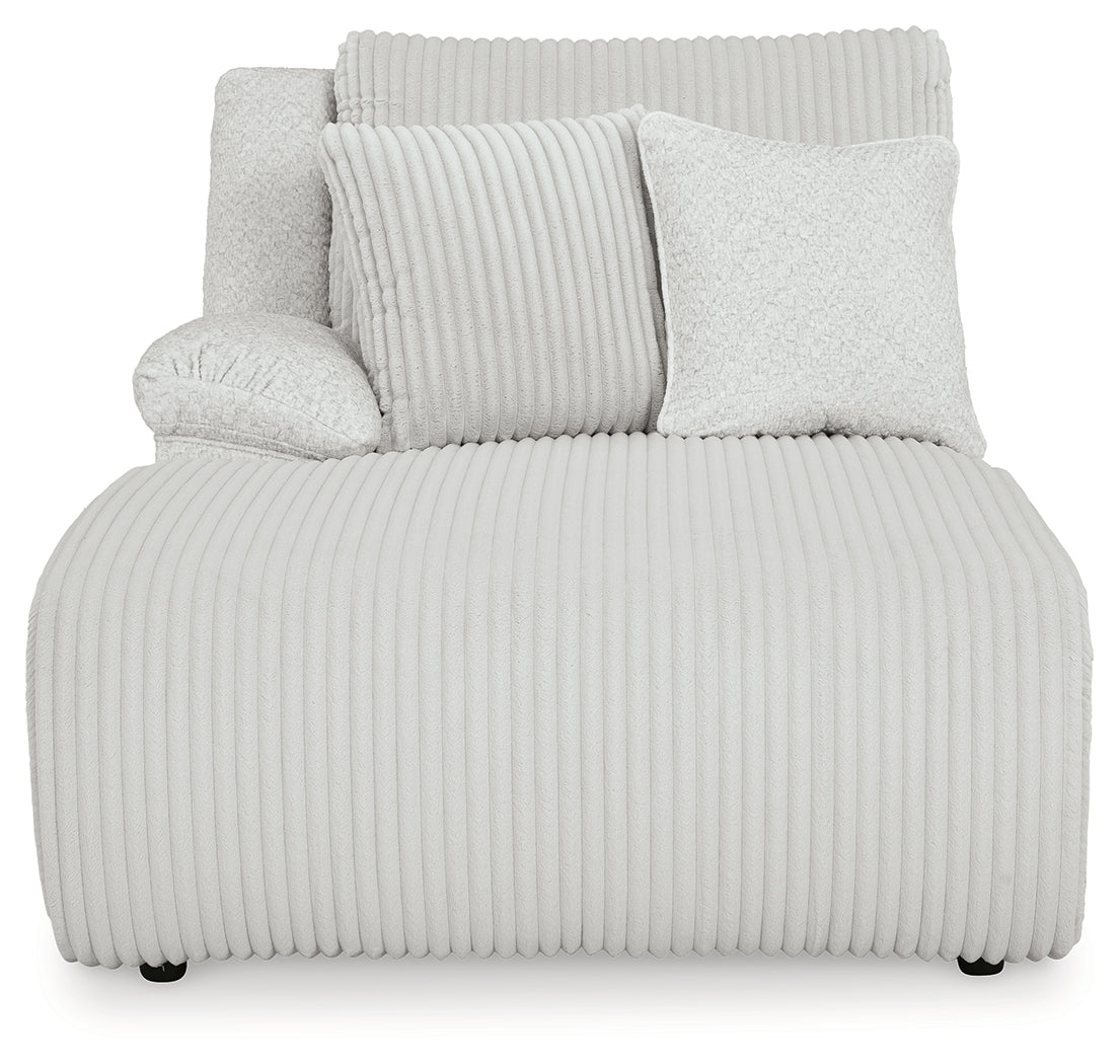 Top Tier Reclining Sectional, head-on side view showing chaise and recliners