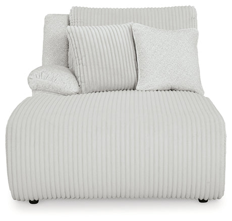 Top Tier Reclining Sectional, head-on side view showing chaise and recliners