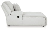 Side view of sectional showing chaise and console