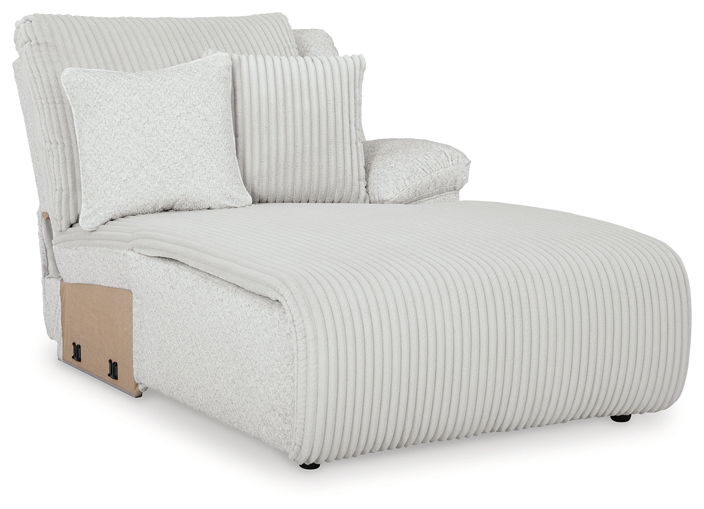 Detail view of sectional sofa upholstery and design