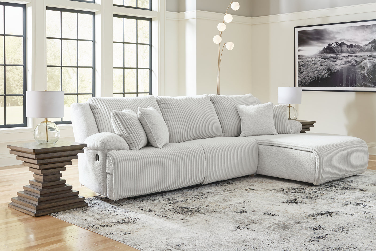 main view of Top Tier Alloy 3-Piece Sectional Sofa Chaise sectional sofa