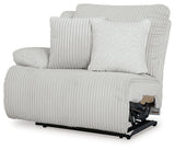 Head-on view of sectional sofa seating